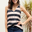 Red Striped V Neck Tank Top