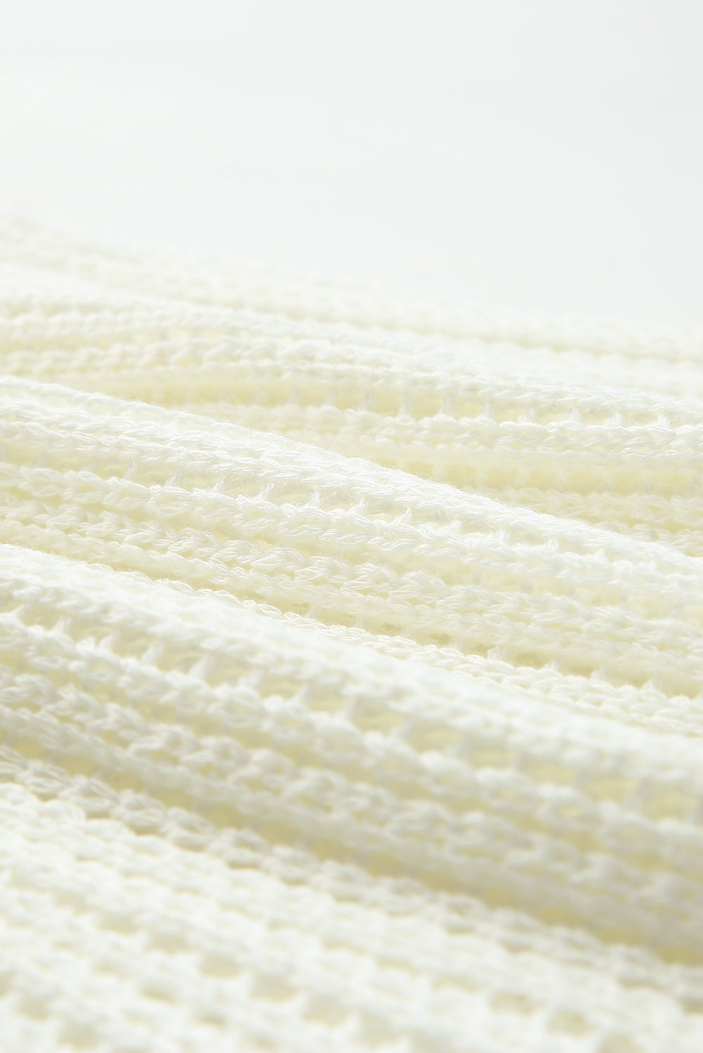 White Hollowed Knit V Neck Tank Top