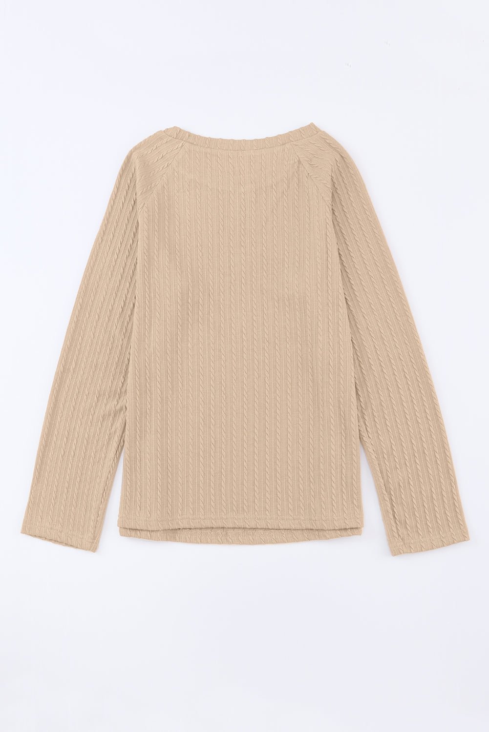 Pink Ribbed Round Neck Knit Long Sleeve Top