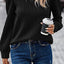 Black Cable Textured Puff Sleeve Sweatshirt