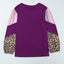 Purple Leopard Striped Color Block Plus Size Top