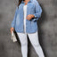 Sky Blue Plus Size Chest Pocket Button-Up Denim Shacket