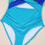 Light Blue Crossover Colorblock Cutout One Piece Swimsuit