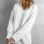 White V neck Drop Shoulder Knitted Sweater