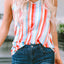 Multicolor Striped V Neck Ruffle Straps Tank Top