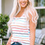 Stripe Button U Neck Tank Top