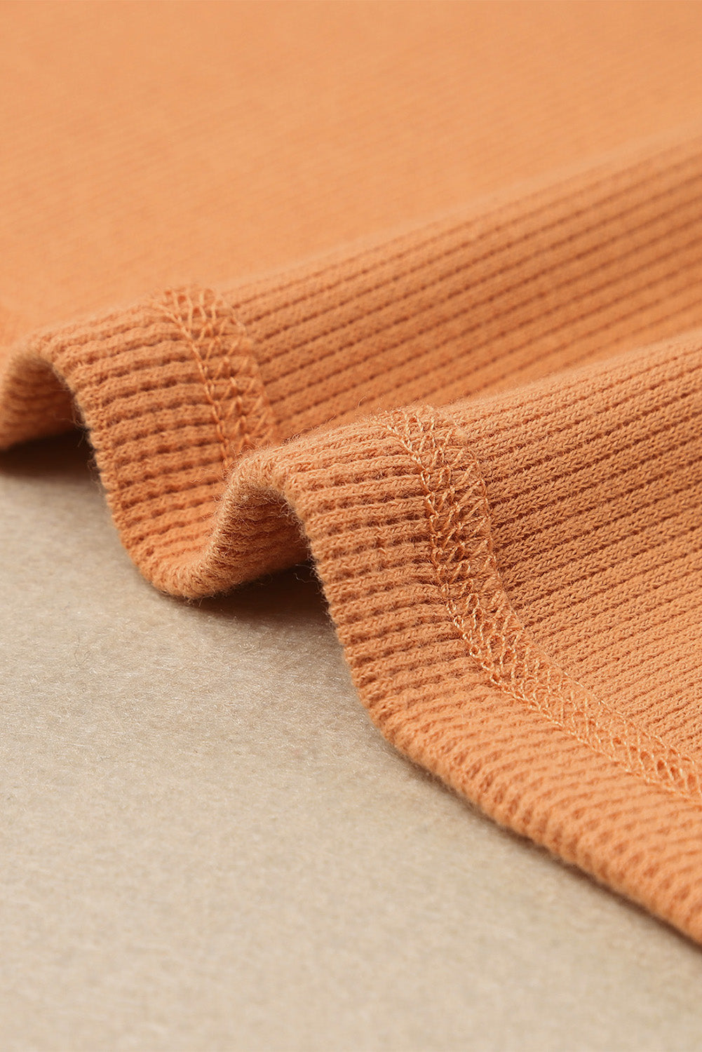 Orange Waffle Knit Henley Top