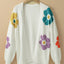 White Flower Jacquared Bubble Sleeve Open Cardigan