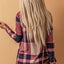 Draped Open Front Plaid Cardigan