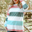 Pink Stripe Plus Size Colorblock Pullover Top