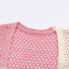 Pink Ribbed Short Sleeve Ombre Eyelet Knitted Cardigan