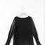 Black Buttoned Cuffs Shiny Puff Sleeves Top