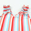 Multicolor Striped V Neck Ruffle Straps Tank Top