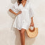 White Lace Patch Kimono Sleeve Tassel Drawstring Beach Cover Up
