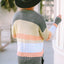 Multicolor Color Block Striped Pocketed Open Cardigan
