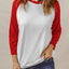 Fiery Red Color Block Raglan Sleeve Pullover Top