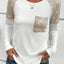 Black Sequin Patch Chest Pocket Raglan Sleeve Top