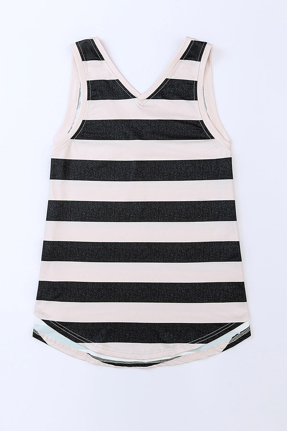 Red Striped V Neck Tank Top