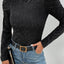 Black Gigot Sleeve Metallic Knit Slim Fit Top