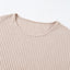 Beige Lettuce Cuffs Drop Shoulder Loose Ribbed Knit Top