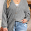 Gray Plus Size Knitted Hollow out Button up Cardigan