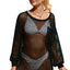 Black Fishnet Hollow-out Long Sleeve Beach Cover up