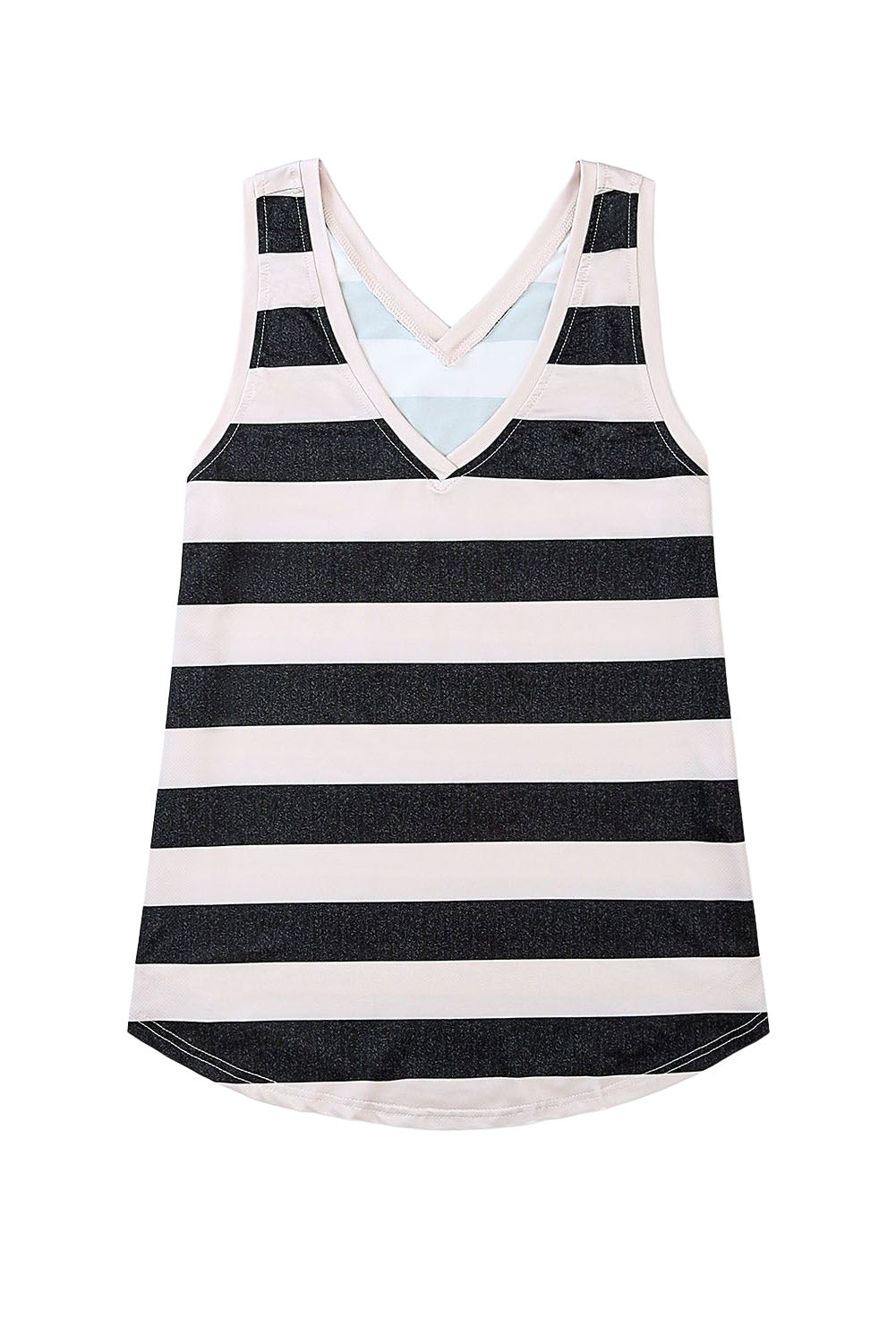 Red Striped V Neck Tank Top