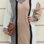 Apricot Mixed Boucl Color Block Plus Size Sweater Dress