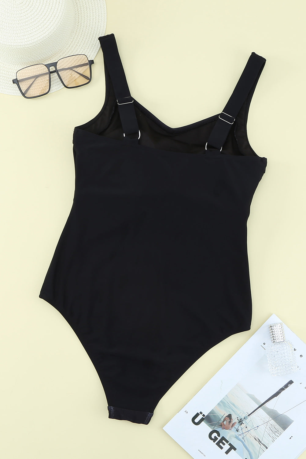 Black Striped Pattern Print Sleeveless One Piece Swimsuit