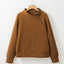 Apricot Quilted Buttoned Neckline Stand Neck Pullover Sweatshirt