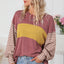 Peach Blossom Colorblock Striped Bishop Sleeve Top