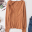 Brown U Neck Textured Long Sleeve Top