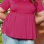 Rose Red Solid Short Sleeve Flowy Plus Size Top