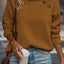 Apricot Quilted Buttoned Neckline Stand Neck Pullover Sweatshirt