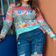 Pink Stripe Plus Size Colorblock Pullover Top