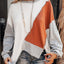 Light French Beige Colorblock Stitching Irregular Hem Long Sleeve Top