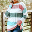 Pink Stripe Plus Size Colorblock Pullover Top