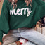 Red Merry Letter Embroidered High Neck Sweater