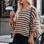 Striped Print Dropped Shoulder Loose Sleeve Sweater