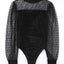 Black Sheer Dotty Long Sleeve Ribbed Velvet Bodysuit