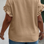 Light French Beige Ruffled Short Sleeve Plus Size Top