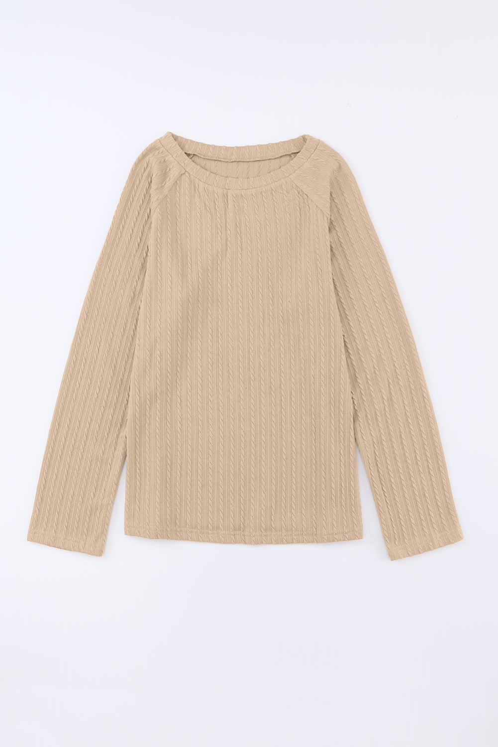 Pink Ribbed Round Neck Knit Long Sleeve Top