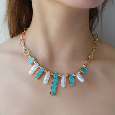 Turquoise Tassel Boho Necklace