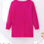 Rose Red Textured Center Seam Long Sleeve Split Top