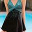 Turquoise Dot Print Halterneck Tankini Set