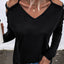 Black Cold Shoulder Cut out Long Sleeve Top