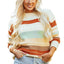 Crew Neck Drop-shoulder Striped Color Block Sweater