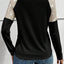 Black Sequin Patch Chest Pocket Raglan Sleeve Top