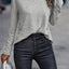 Gray Side Buttons Crew Neck Knit Top