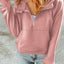 Pink Quarter Zip Kangaroo Pocket Hoodie